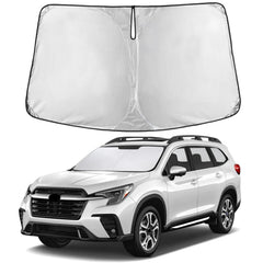 EcoNour front view of sunshade for Subaru Ascent showing full windshield coverage benefit