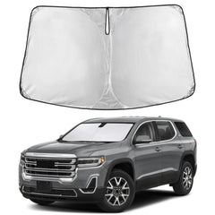 EcoNour front view sunshade covering GMC Acadia windshield for cooler cabin