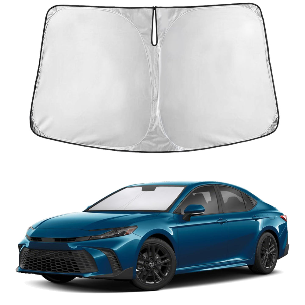 EcoNour front view installed on a Camry windshield reducing cabin heat