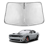 EcoNour front view installed in Dodge Challenger blocking sun effectively