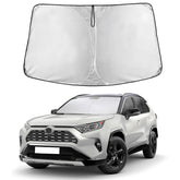 EcoNour front installed on RAV4 windshield showing full coverage and cooling benefit