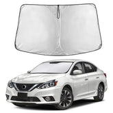 EcoNour front view sunshade fitted to windshield showing full coverage benefit