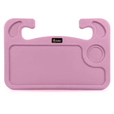 EcoNour pink steering wheel tray front view shows compact portable desk