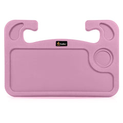 EcoNour pink steering wheel tray front view shows compact portable desk