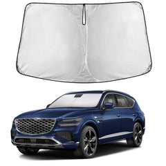 EcoNour front view on Genesis GV80 blocking sunlight and cooling cabin