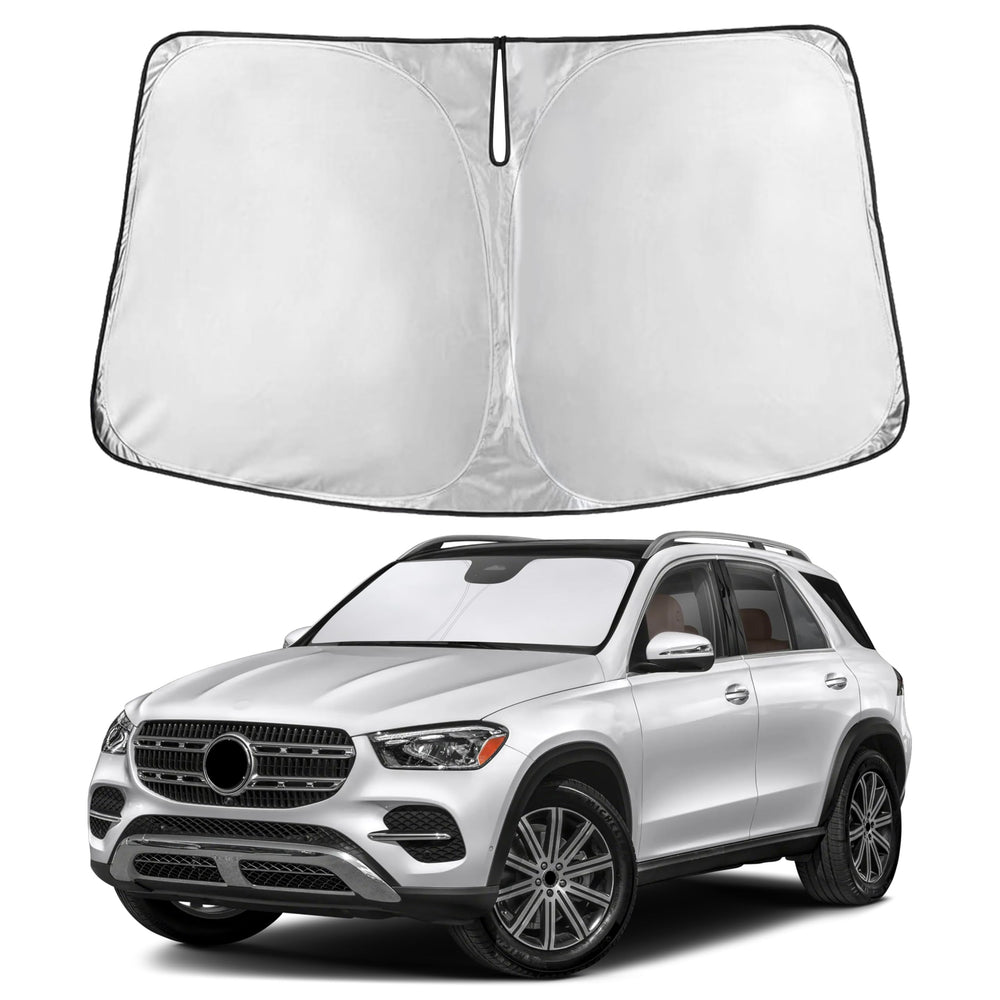 EcoNour sunshade front view showing full windshield coverage and protection