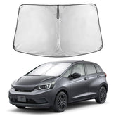 EcoNour front view on Honda Fit windshield showing full coverage and neat fit