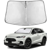 EcoNour sunshade front view fitted in Honda HRV, blocks sunlight effectively