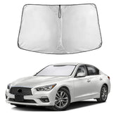 EcoNour front view of fitted sunshade showing full windshield coverage and protection