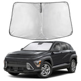 EcoNour front view installed on Hyundai Kona windshield showing full coverage and cooler cabin