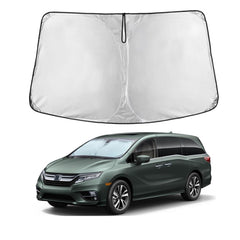 EcoNour front view of sun shade showing full windshield coverage and protection