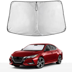 EcoNour front view of fitted shade showing full windshield coverage and protection