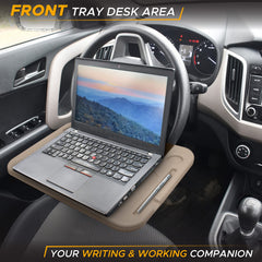EcoNour beige tray flipped to laptop side with pen slot for quick work benefit