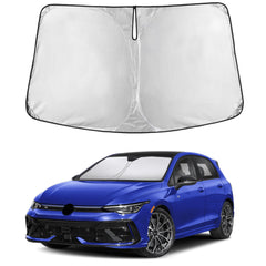 EcoNour front view of windshield sunshade showing complete coverage and neat fit