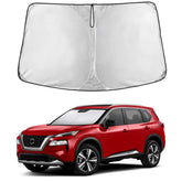 EcoNour front view sunshade covering windshield shows full coverage and cooling benefit