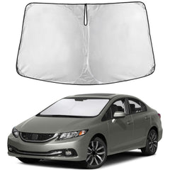 EcoNour sunshade installed on Honda Civic front windshield protecting interior