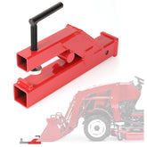 ECOTRIC front view of 2-inch receiver mounted on tractor bucket for quick towing