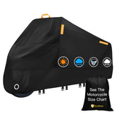 EcoZoro front view of cover protecting motorcycle from rain and sun
