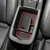 EDBETOS front view of console tray showing organized compartments and easy access