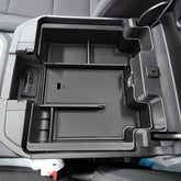 EDBETOS front view of tray installed showing neat console organization