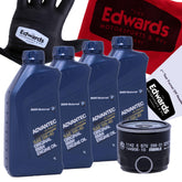 THE EDWARDS MOTORSPORTS & RVS COMPANY front view of full oil change kit showing included items and benefits