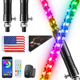 Ehaho front view showing both 2ft RGB whip lights and packaging for quick identification and unboxing benefit