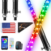 Ehaho front view whip lights showing full 4ft RGB brightness and visibility