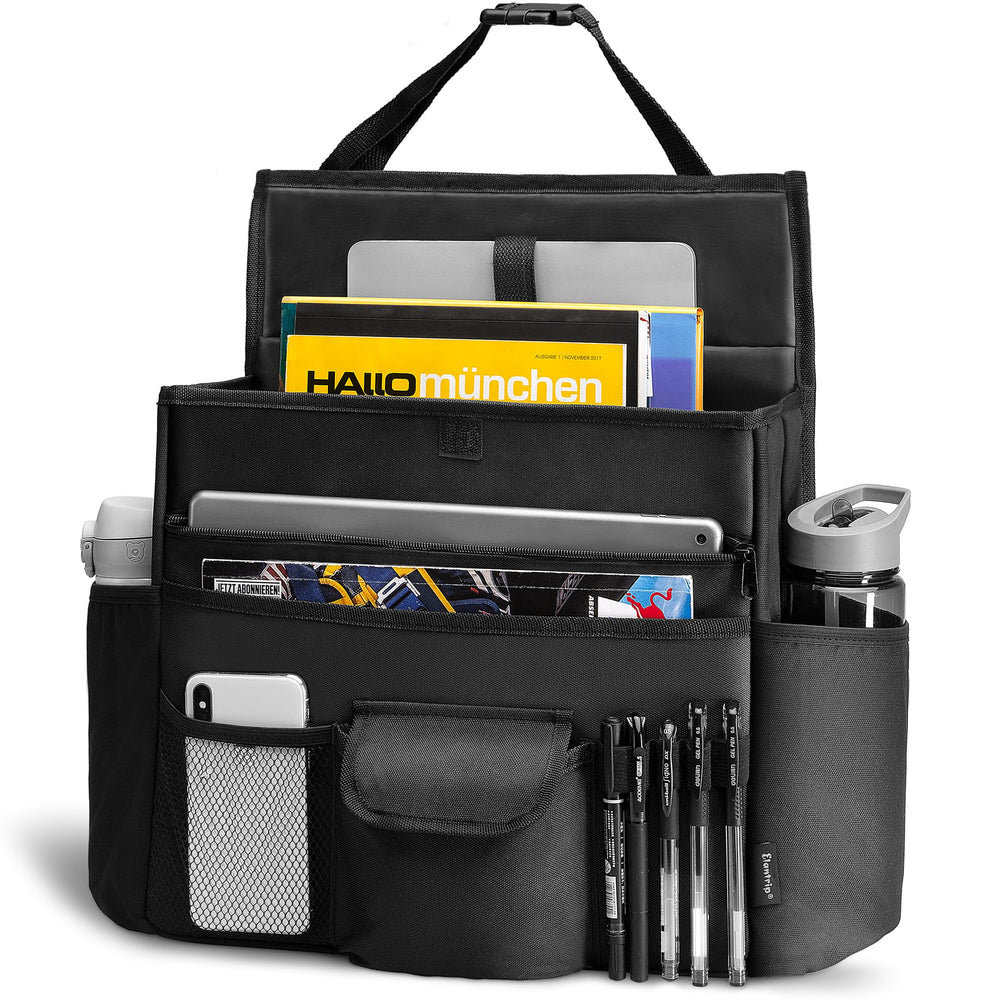 Elantrip front view showing overall organizer and pockets for quick access