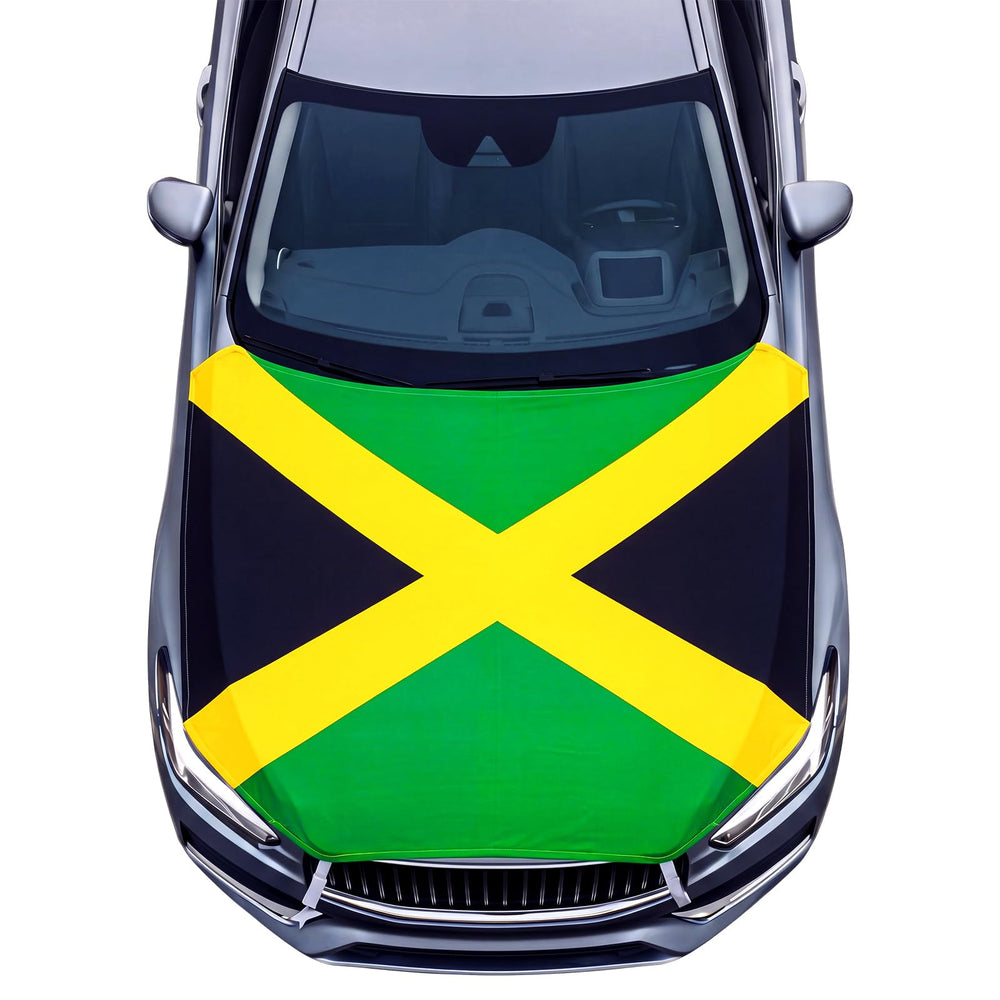 ElaraBerry front view hood cover showing Jamaica flag and vibrant colors for bold display
