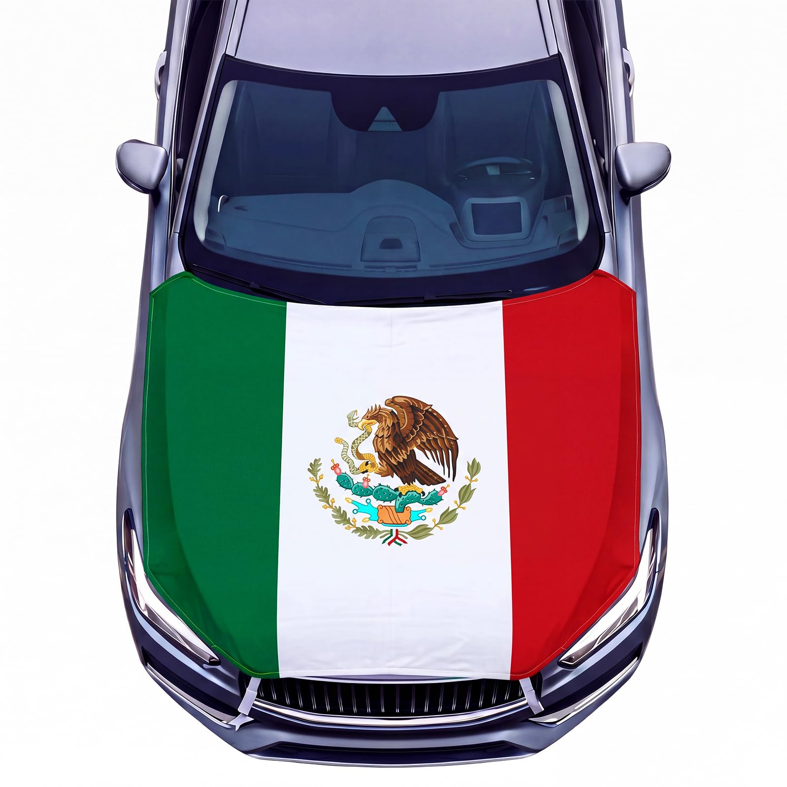 ElaraBerry Mexico flag hood front view showing full patriotic design and protection