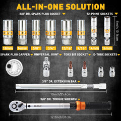 ELEAD torque wrench detail showing scale and click mechanism for accurate tightening