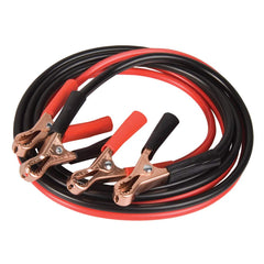 Emgo front view of 6-foot cycle jumper cable set shows compact portability and clear clamps