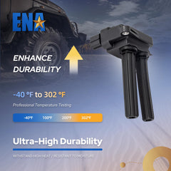 ENA coils installed on V8 engine bank demonstrating restored ignition performance