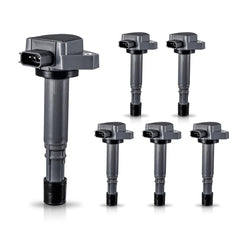 ENA front view of six black coil packs showing complete replacement kit and fast fit benefits