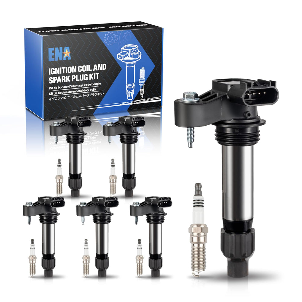 ENA front packaging showing six coils and six plugs for quick full-set replacement