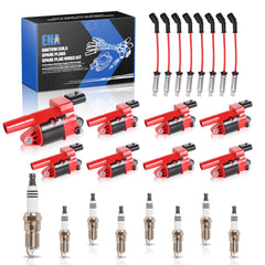 ENA front packaging showing red coils plugs and wires, clear compatibility benefit