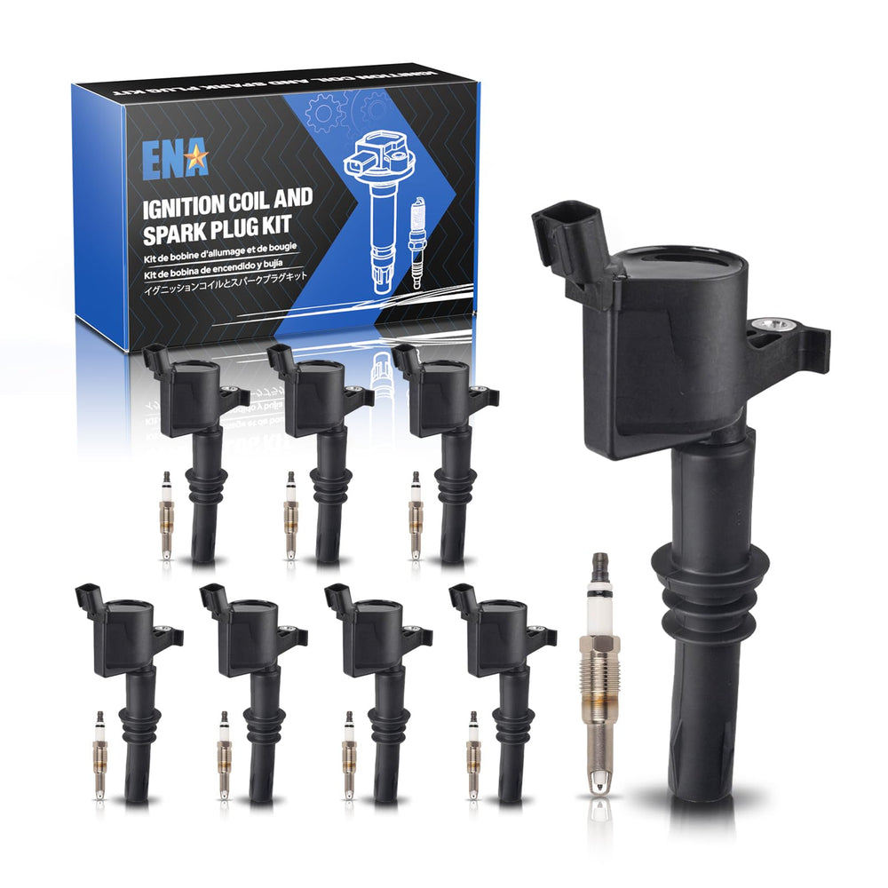 ENA front view of full 8-coil and 8-plug set showing complete replacement convenience