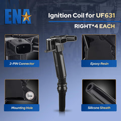 ENA ignition coil detail showing connector and durable housing benefit