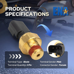 ENA oil pressure sensor next to ruler showing dimensions for correct fit verification