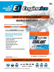Engine Ice being poured into an ATV coolant reservoir demonstrating easy, mess-free fill