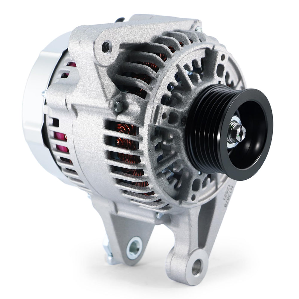 EnTurbo alternator front view showing housing and cooling vents for reliable charging