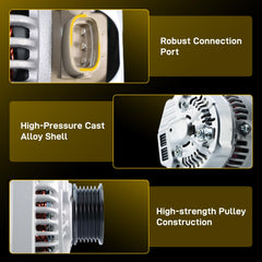 EnTurbo alternator connector and regulator detail ensuring simple plug-in replacement
