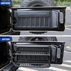 EOIS tailgate table folded into a MOLLE panel for versatile storage