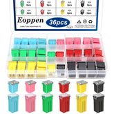 Eoppen front packaging showing organized 36-piece fuse kit, quick access spares