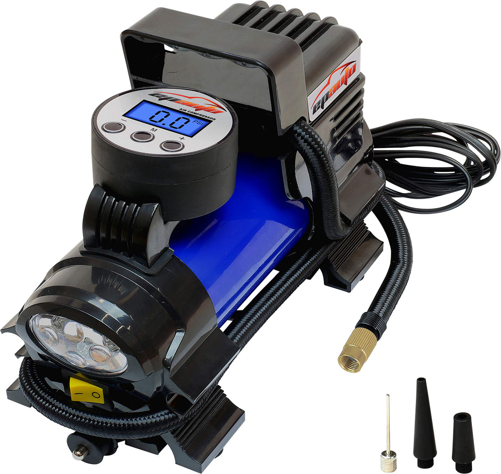 EPAuto inflator front view showing compact housing and plug for quick storage
