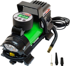 EPAuto front view showing compact inflator and cigarette lighter plug for easy storage