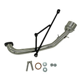 EPJHKBE front view of exhaust header showing fit and polished finish, improves appearance