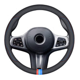Erivis steering wheel cover front view showing fit and sporty styling benefit