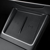 ernica front view of mat fitting Tesla Model Y console protects charger