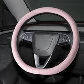 ernica front view of light pink steering wheel cover showing complete design and fit